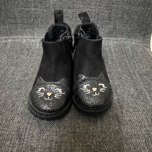 Baby Black Cat Face Ankle Boots